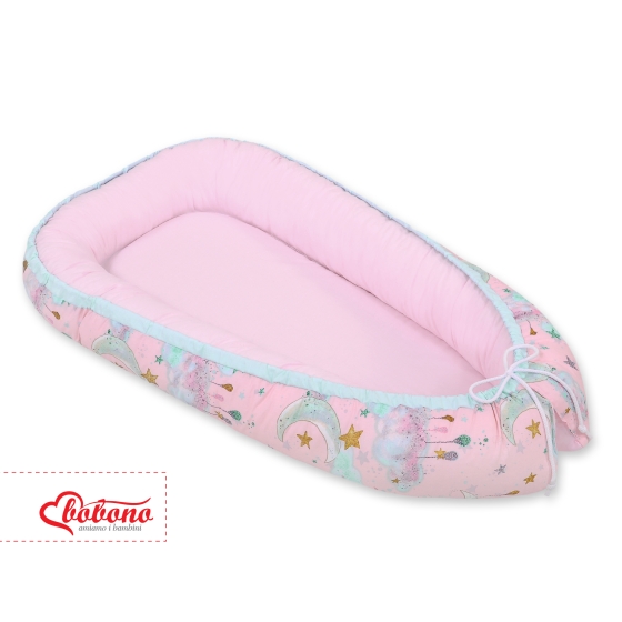 Doublesided Babynest - moons pink/pink