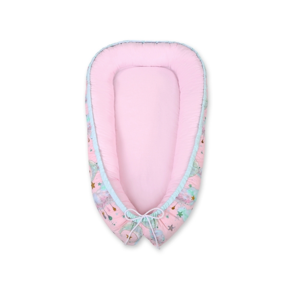 Doublesided Babynest - moons pink/pink