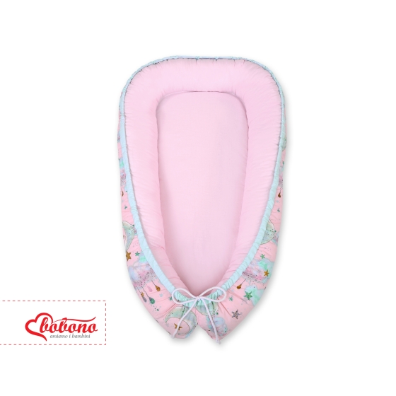 Doublesided Babynest - moons pink/pink
