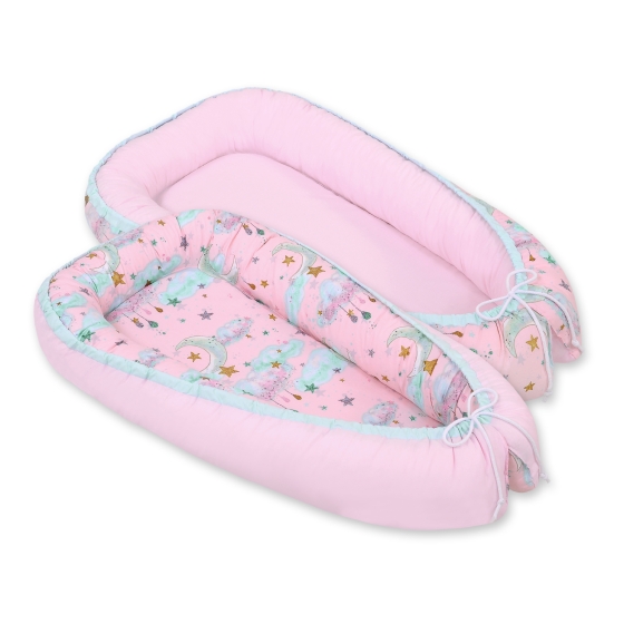 Doublesided Babynest - moons pink/pink