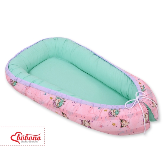 Doublesided Babynest- Owls pink-mint/mint