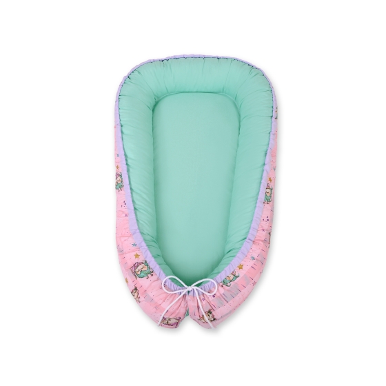 Doublesided Babynest- Owls pink-mint/mint