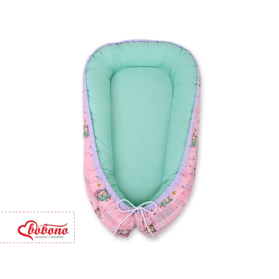 Doublesided Babynest- Owls pink-mint/mint
