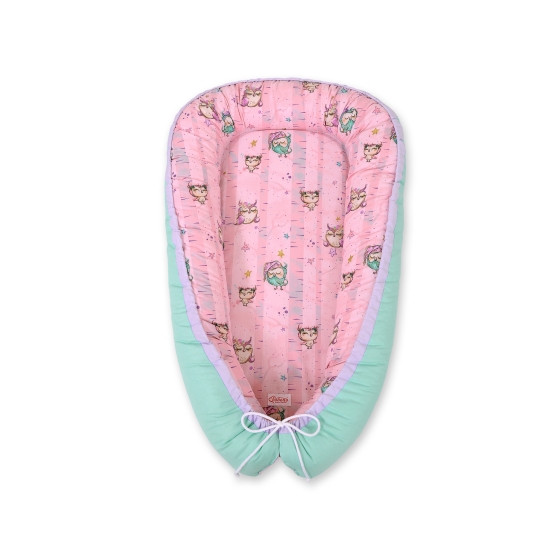 Doublesided Babynest- Owls pink-mint/mint