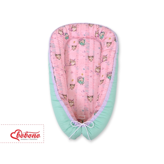 Doublesided Babynest- Owls pink-mint/mint