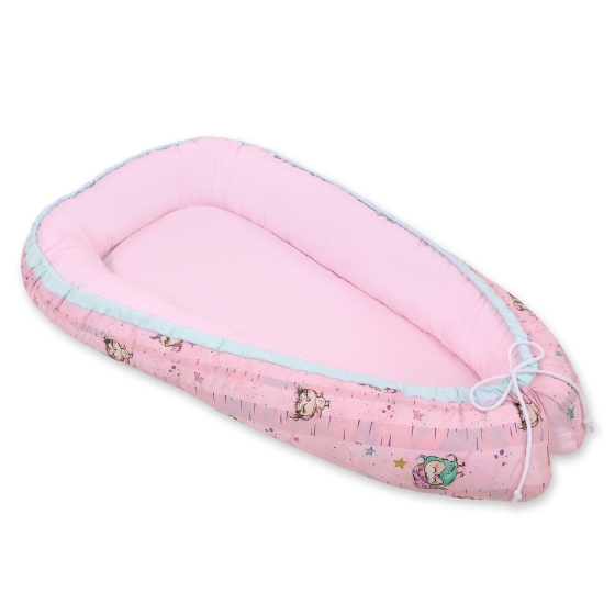 Doublesided Babynest- Owls pink-mint/pink