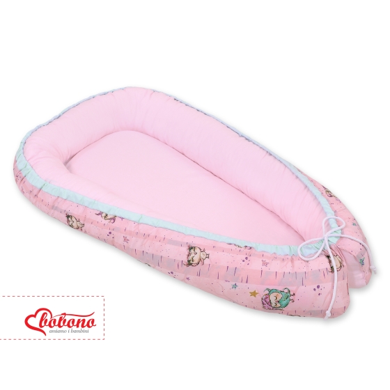 Doublesided Babynest- Owls pink-mint/pink