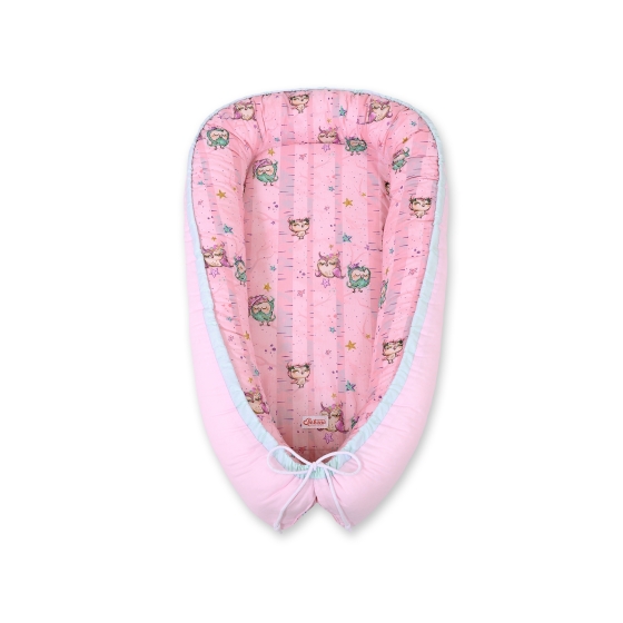 Doublesided Babynest- Owls pink-mint/pink
