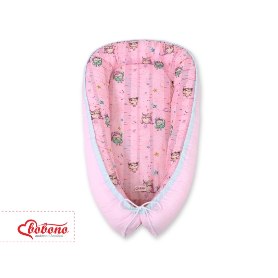 Doublesided Babynest- Owls pink-mint/pink