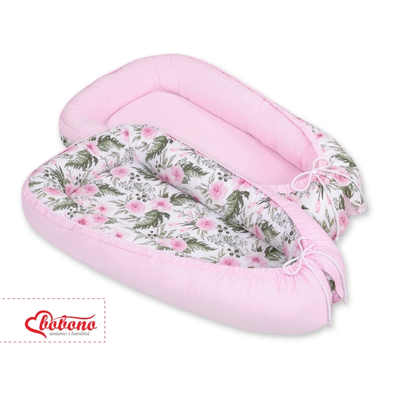 Doublesided Babynest- peony flower pink/pink