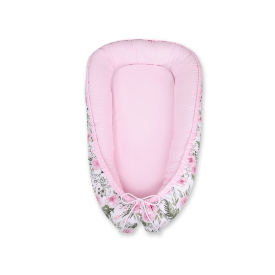 Doublesided Babynest- peony flower pink/pink
