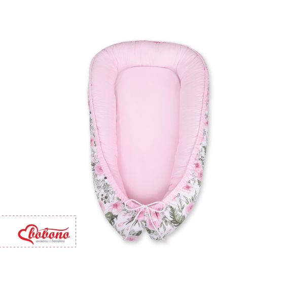 Doublesided Babynest- peony flower pink/pink