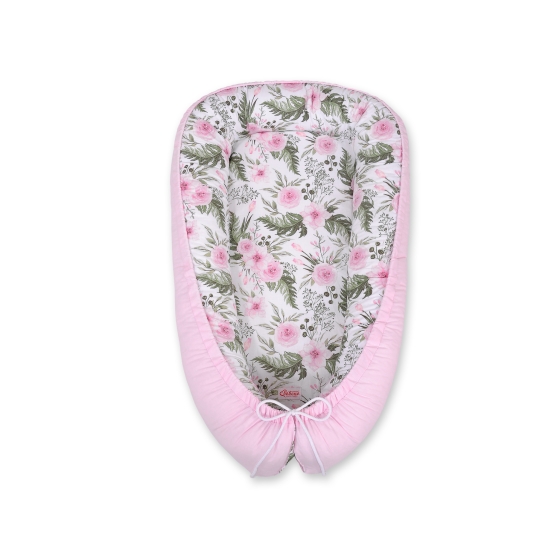 Doublesided Babynest- peony flower pink/pink