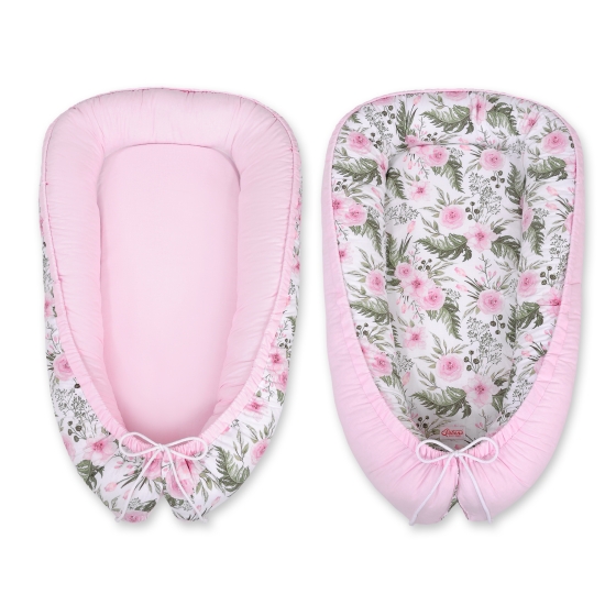 Doublesided Babynest- peony flower pink/pink