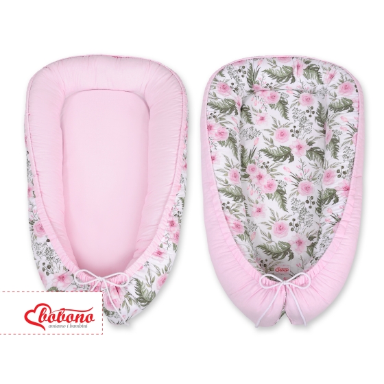 Doublesided Babynest- peony flower pink/pink