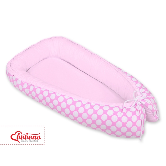 Doublesided Babynest- pink with white dots/pink