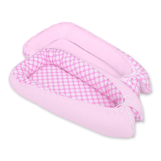Doublesided Babynest- pink with white dots/pink
