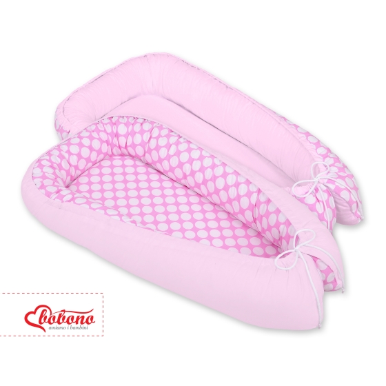 Doublesided Babynest- pink with white dots/pink
