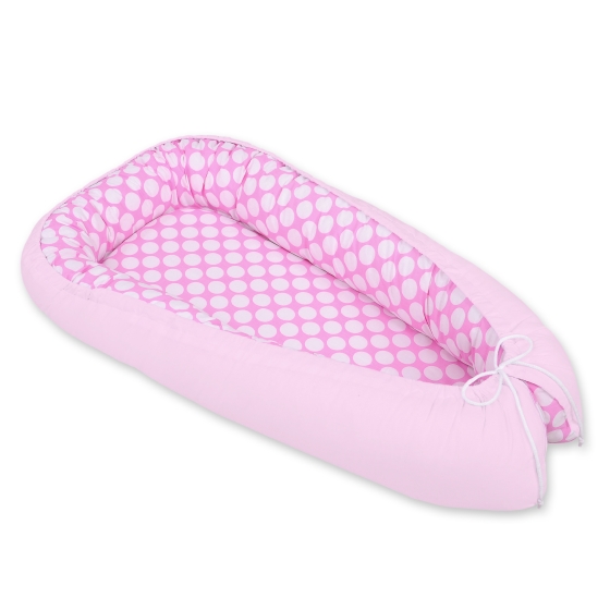 Doublesided Babynest- pink with white dots/pink