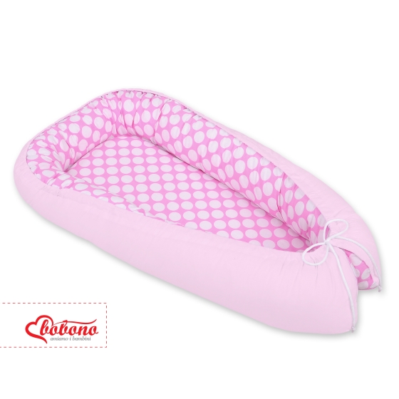 Doublesided Babynest- pink with white dots/pink