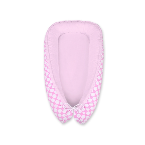 Doublesided Babynest- pink with white dots/pink