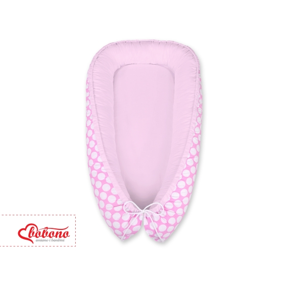 Doublesided Babynest- pink with white dots/pink
