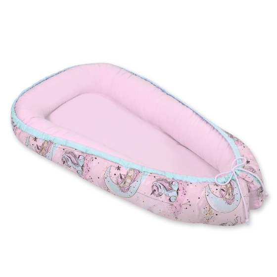 Doublesided Babynest- unicorn pink/pink