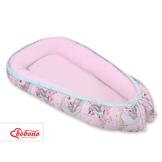Doublesided Babynest- unicorn pink/pink