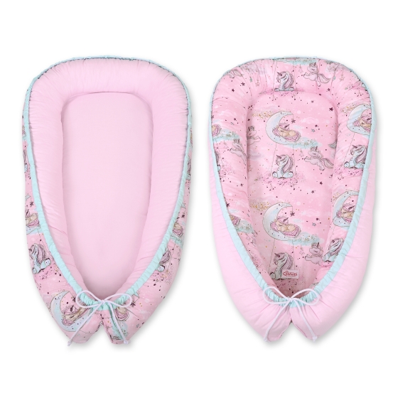 Doublesided Babynest- unicorn pink/pink