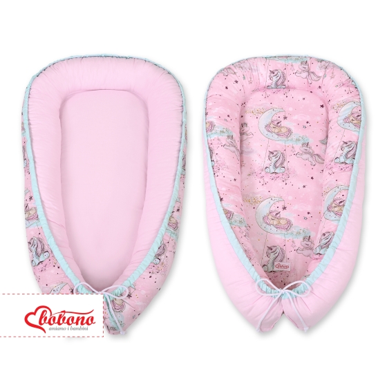 Doublesided Babynest- unicorn pink/pink