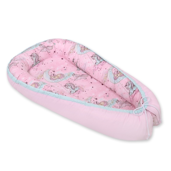 Doublesided Babynest- unicorn pink/pink