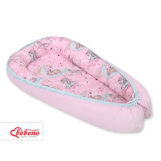 Doublesided Babynest- unicorn pink/pink