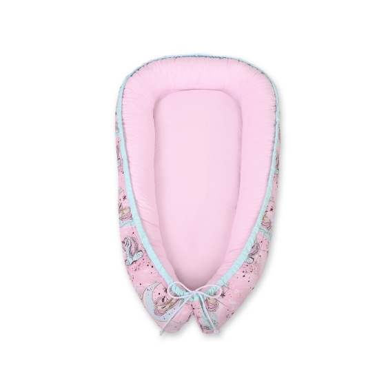 Doublesided Babynest- unicorn pink/pink