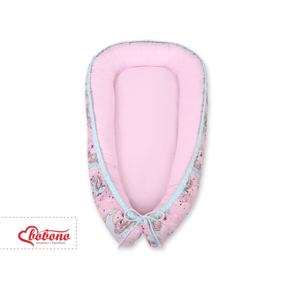 Doublesided Babynest- unicorn pink/pink