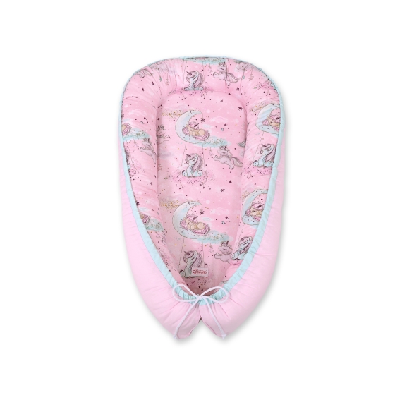 Doublesided Babynest- unicorn pink/pink