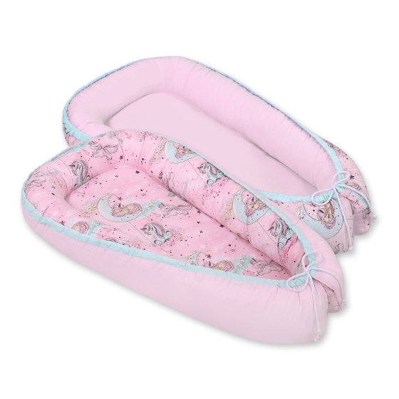 Doublesided Babynest- unicorn pink/pink