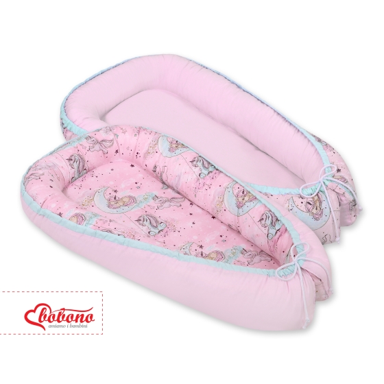 Doublesided Babynest- unicorn pink/pink