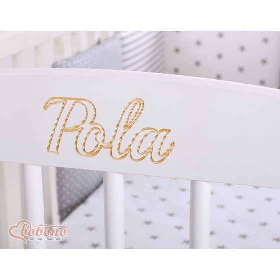 Engrave on the front of baby cot no. 5003-07