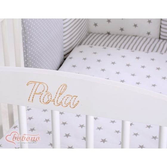 Engrave on the front of baby cot no. 5003-07