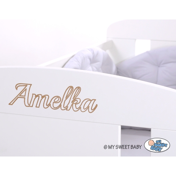 Engrave on the front of baby cot no. 5010-07