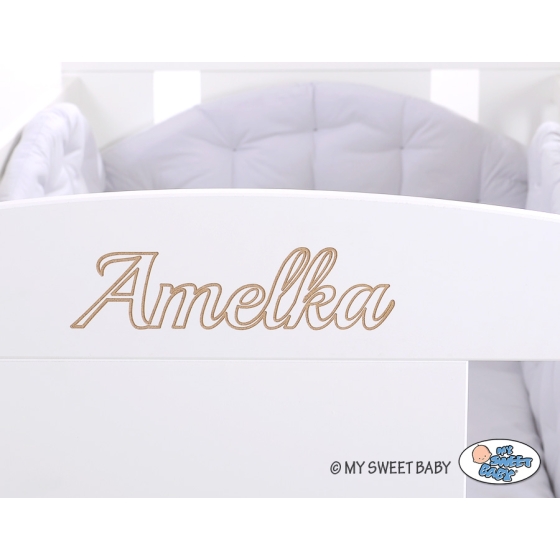Engrave on the front of baby cot no. 5010-07