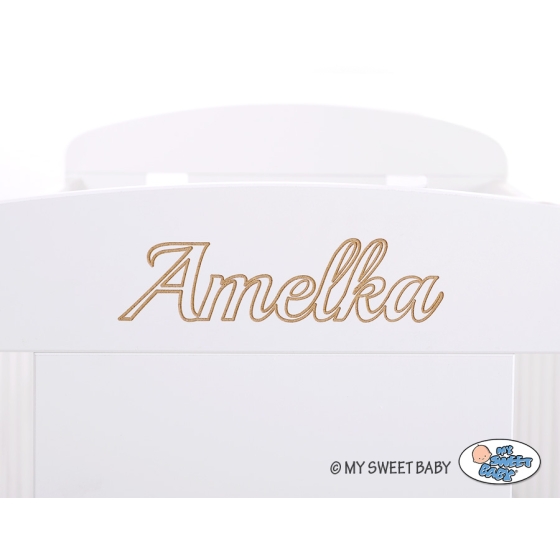 Engrave on the front of baby cot no. 5010-07