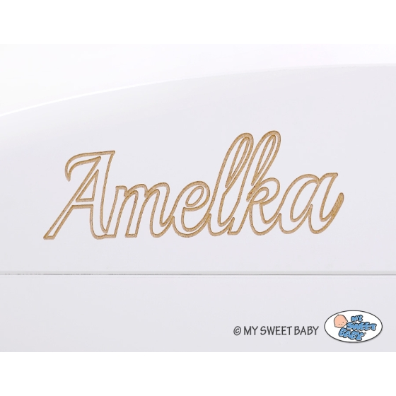 Engrave on the front of baby cot no. 5010-07
