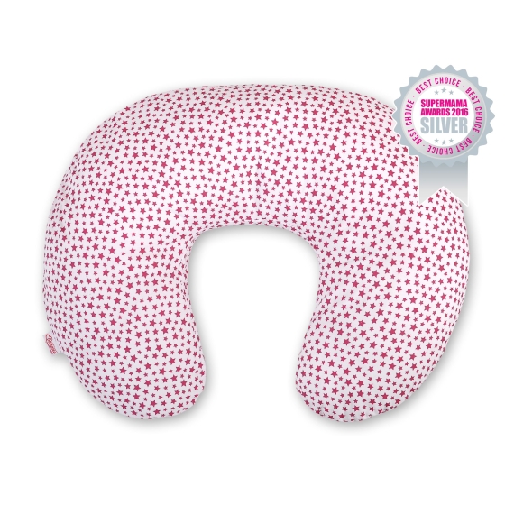 Extra cover for feeding pillow- white-wine red stars