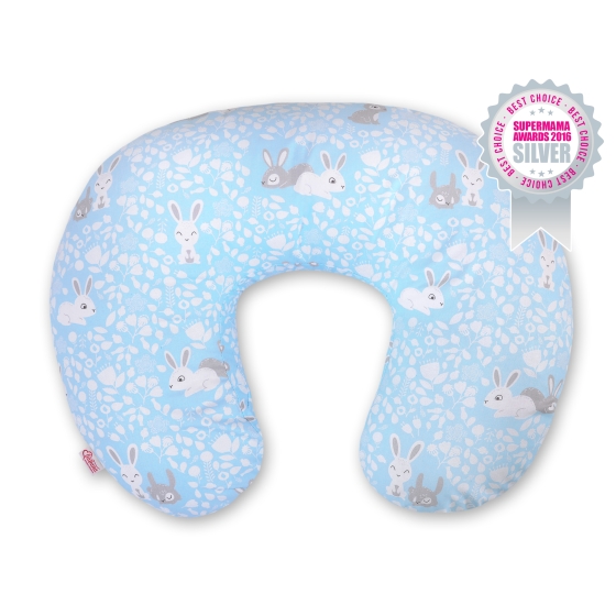 Feeding pillow - blue rabbits