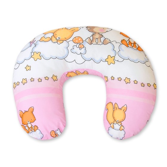 Feeding pillow for Baby- Basic Forest Animals pink
