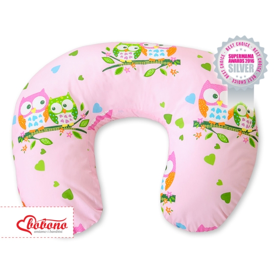 Feeding pillow for Baby- Basic pink owls