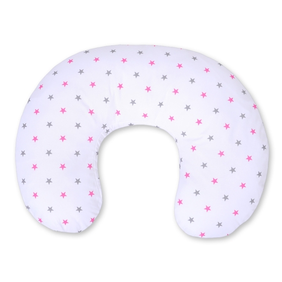 Feeding pillow for Baby- Gray-pink stars