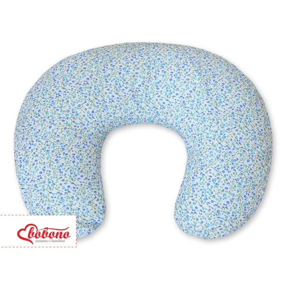 Feeding pillow for Baby- Hanging hearts blue flowers