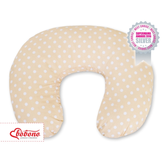Feeding pillow for Baby- Hanging hearts white dots on beige
